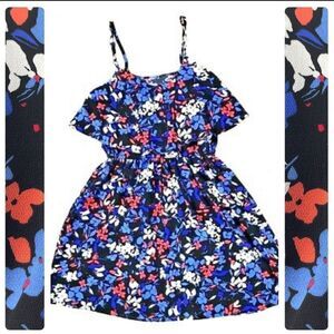 ELLE Blue Floral Spaghetti Strap Sun Dress Sz L